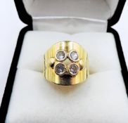 18K Yellow Gold Diamond Ring VS1 Diamonds 4.5 grams Circa 1980's