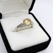 Citrine & Diamond Ring Sterling Silver New with Gift Pouch
