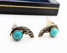 Sterling Silver Turquoise Clip on Earrings