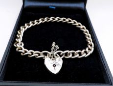 Vintage Sterling Silver Chunky Chain Link Padlock Bracelet 19 grams