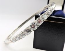Sterling Silver 8CT CZ Gemstone Bangle New with Gift Pouch