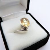 Artisan Lemon Citrine Ring 3 carats Sterling Silver Circa 1970's