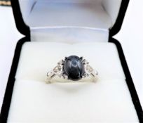 Cabochon Sapphire Ring Sterling Silver New with Gift Pouch