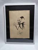 Tim Burton (Attr) Drawing of Jack Skellington A Nightmare Before Christmas Signed Framed
