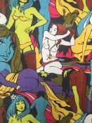 Switch On 70’s (1972) Rare /Unique, Wall Hanging Fabric By Bernard Wardle, In Vibrant Colours, 19...