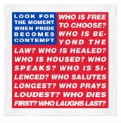 Barbara Kruger (B 1945) Untitled (Flag/Bandana/Wall Hanging) Screen Print On Cotton, Limited Ed 2...