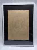 Vintage Pablo Picasso (Attr) Pencil Drawing Owl Signed Framed