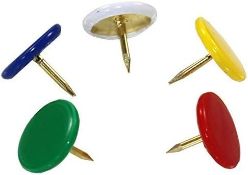 500 Packs of Whitecroft Essentials 26161 9.5 Mm Drawing Pin - Assorted Colours (Pack of 100)