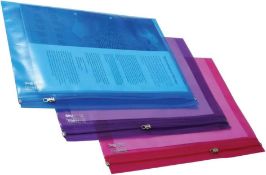 Box of 250 x Rapesco 0798 Zippi Bag With Metal Zip, A4+ / Foolscap, Assorted Transparent Colours,
