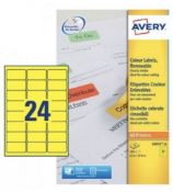 10 x Avery L6035-20 Printable Labels 63.5 x 33.9 Yellow 24 Per sheet -20 Sheets,