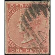 Bermuda 1d Rose-red, Variety Imperforate, Four Margins, Used With 