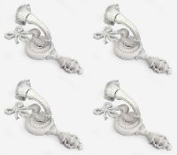 Set of 4 Cast Metal Wall Candle Sconces Girandoles