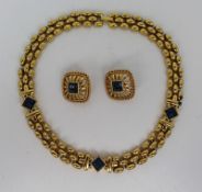 Vintage Swarovski Demi Parure Necklace & Earrings Sapphire Style