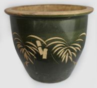 Pair of Earthenware Glazed Jardiniere Planter Pots