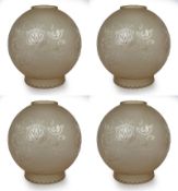 4 x Acid Etched Globular Glass Lampshades