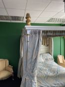 Hand Made White & Gold Painted Carved Wooden Four Poster Bed