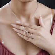 New! 2 Piece Set - Sterling Silver Heart Ring and Pendant
