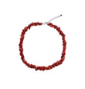 New! Coral Necklace in Silver Tone