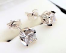 Sterling Silver Moissanite Stud Earrings New with Gift Pouch