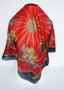 Vintage Hermes Style Silk Scarf Hand Rolled Edges