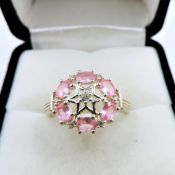 Sterling Silver Pink Topaz Ring New with Gift Pouch