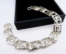 Vintage Artisan Sterling Silver Chunky Greek Key Panel Bracelet 17 grams Includes a Gift Box