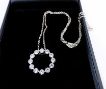 Sterling Silver Cubic Zirconia Circle of Life Necklace New with Gift Pouch