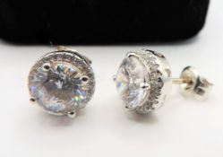 Tresor Paris Sterling Silver 7CT Cubic Zirconia Earrings New with Gift Pouch.