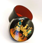 Vintage Russian Hand Painted Lacquer Box 7cm High