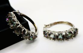 Sterling Silver 7.5CT Mystic Topaz Hoop Earrings New with Gift Pouch