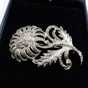 Vintage Sterling Silver Floral Bouquet Marcasite Brooch