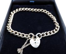 Vintage Sterling Silver Padlock Bracelet & Chain 13 grams