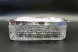 Victorian Cut Glass Sterling Silver Lid Dressing Table Box Birmingham 1903