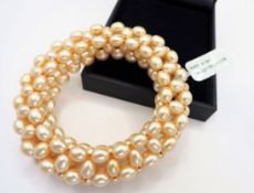 Champagne Cultured Pearl Expandable Bracelet New with Gift Pouch RRP £146