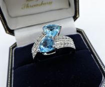 Blue Topaz Ring in Sterling Silver NEW with Gift Pouch