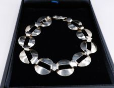 Sterling Silver Modernist Circles Link Bracelet with Gift Box