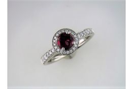 A Rhodolite Garnet and Diamond Cluster Ring