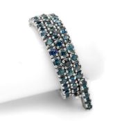 14K White Gold Tennis Bracelet - 4.36Ct Sapphires - Blue Green Gems