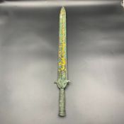 Brilliant Antique Asian Decorative Bronze Large Sword, 64 CM,