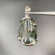 Awesome Natural Brazilian Garden Quartz With Stainless Steel Pendant