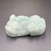 Amazing Natural Top Quality Natural Carved Jadeite Foo Dog From Myanmar.