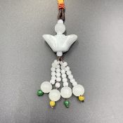112.90 Cts Natural Hand Carved Jade With Jade Beads