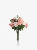 Peony Artificial Rose In Waisted Glass Vase Pink 19/9 P60