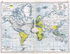 WW1 Germany Peaceful Penetration Coloured Large Antique Map 1922.