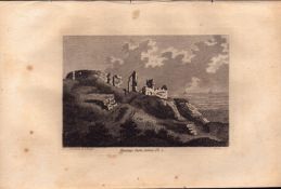 Hastings Castle 2 Sussex F. Grose Antique 1785 Copper Engraving.