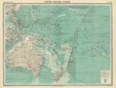 Antique Map South Pacific Ocean Australia New Zealand Solomons.