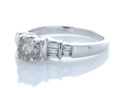 18ct White Gold Single Stone With Stone Set Shoulders Diamond Ring 0.84 Carats