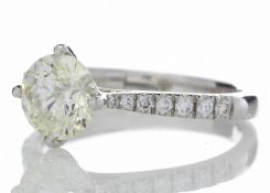 18ct White Gold Solitaire Diamond Ring With Stone Set Shoulders (1.15) 1.30 Carats