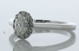 18ct White Gold Oval Cut Halo Diamond Ring (0.42) 0.57 Carats