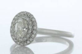 18ct White Gold Single Stone With Halo Setting Ring (0.43) 0.62 Carats